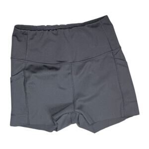 DYCE ACTIVE Women's High Waisted Biker Shorts with Pockets Dark Gray Size Medium